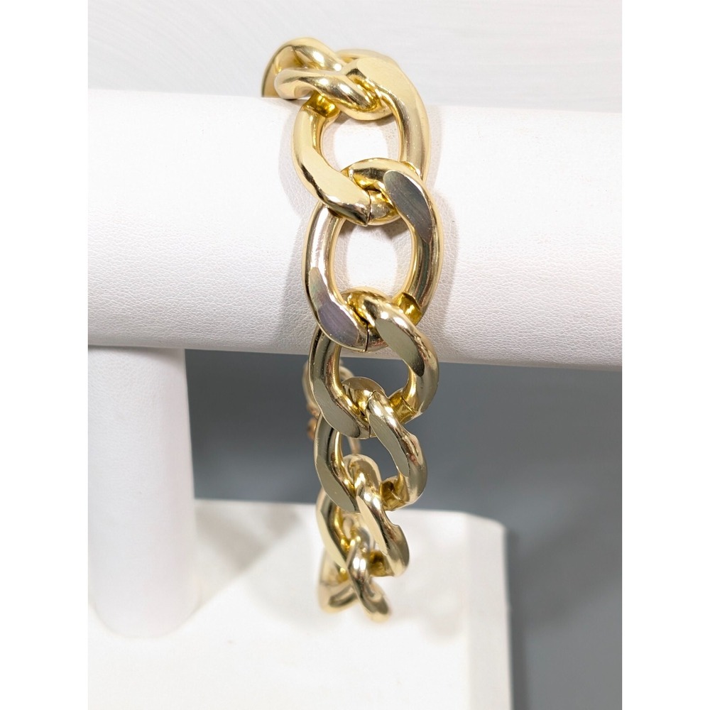 Chunky Gold Tone Curb Chain Bracelet‎ Cuban Link 10 in Long
